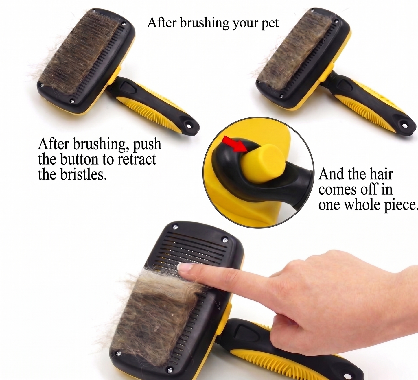 Zenwoof Pro Self-Cleaning Slicker Brush — one-click release