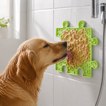 Tapis de léchage Zenwoof — utilisation sous la douche